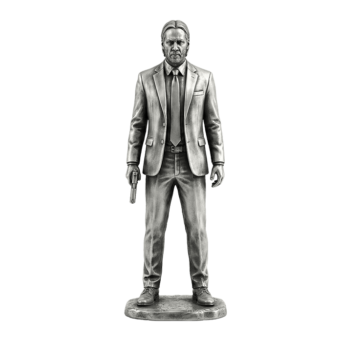 Suited Assassin Silver Statue detail 1