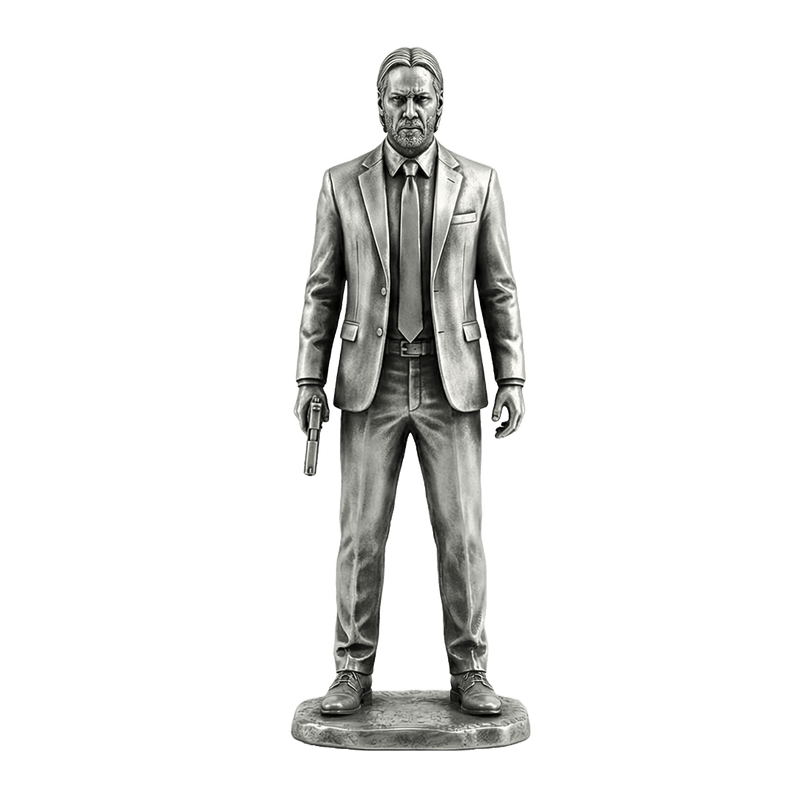 Suited Assassin Silver Statue